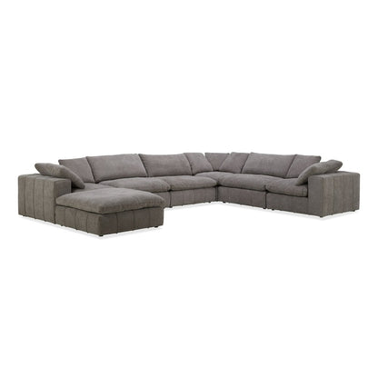Divani Casa Vicki - Modern Grey Fabric Modular Sectional Sofa + Ottoman