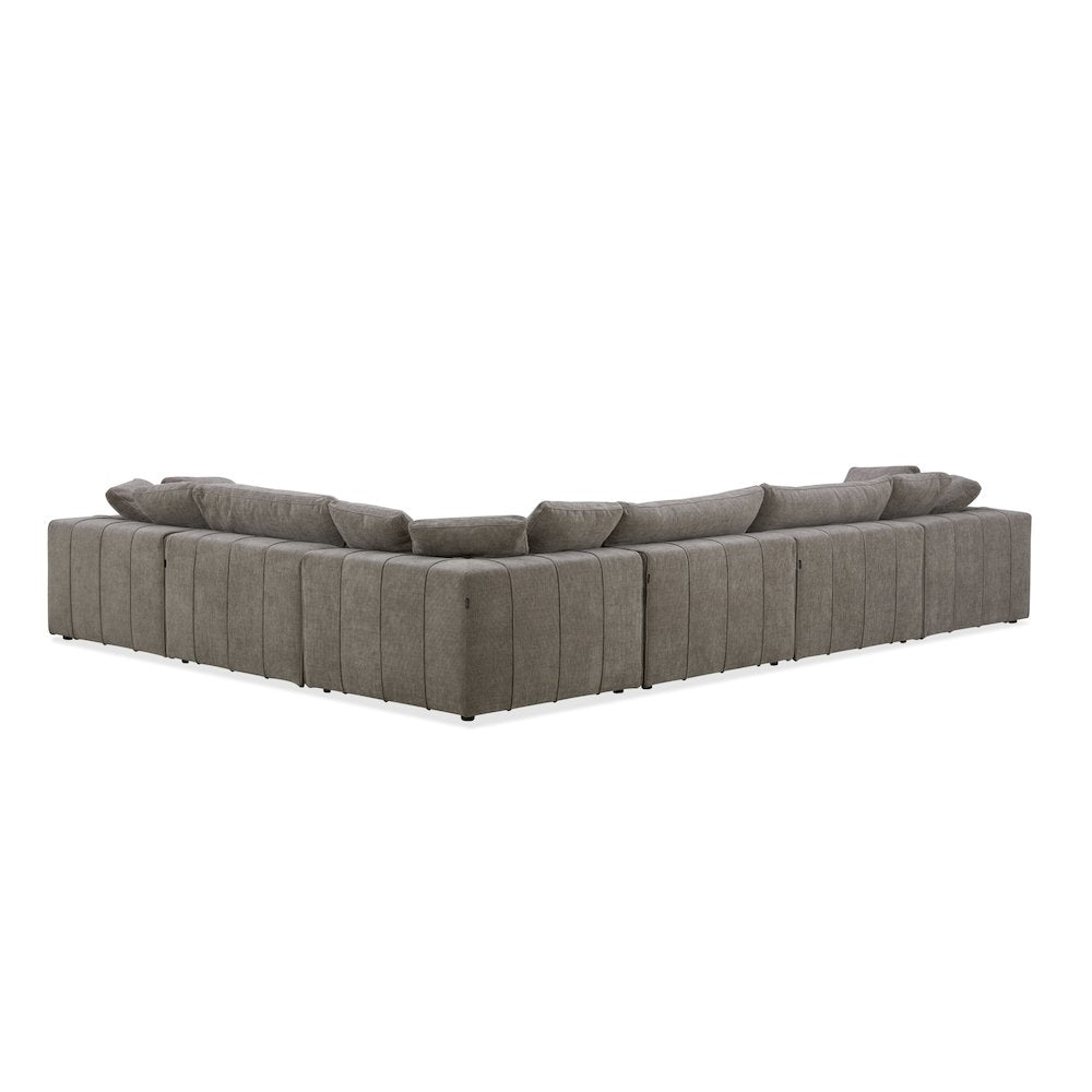 Divani Casa Vicki - Modern Grey Fabric Modular Sectional Sofa + Ottoman