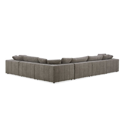 Divani Casa Vicki - Modern Grey Fabric Modular Sectional Sofa + Ottoman