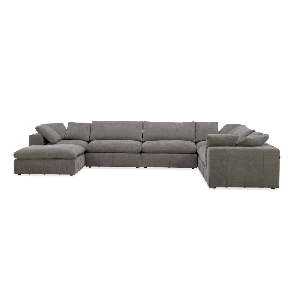 Divani Casa Vicki - Modern Grey Fabric Modular Sectional Sofa + Ottoman