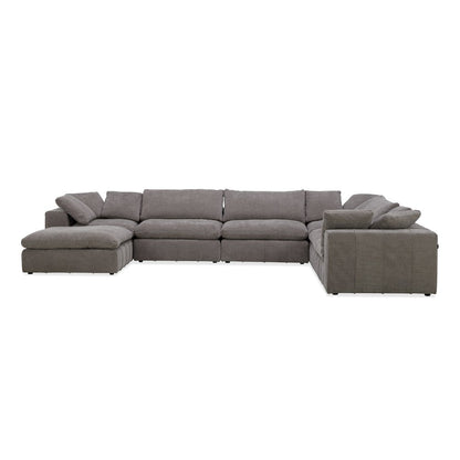 Divani Casa Vicki - Modern Grey Fabric Modular Sectional Sofa + Ottoman