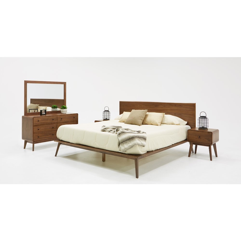 Eastern King Solid Wood Bed Frame, Mid Century Modern King Bed In Walnut
