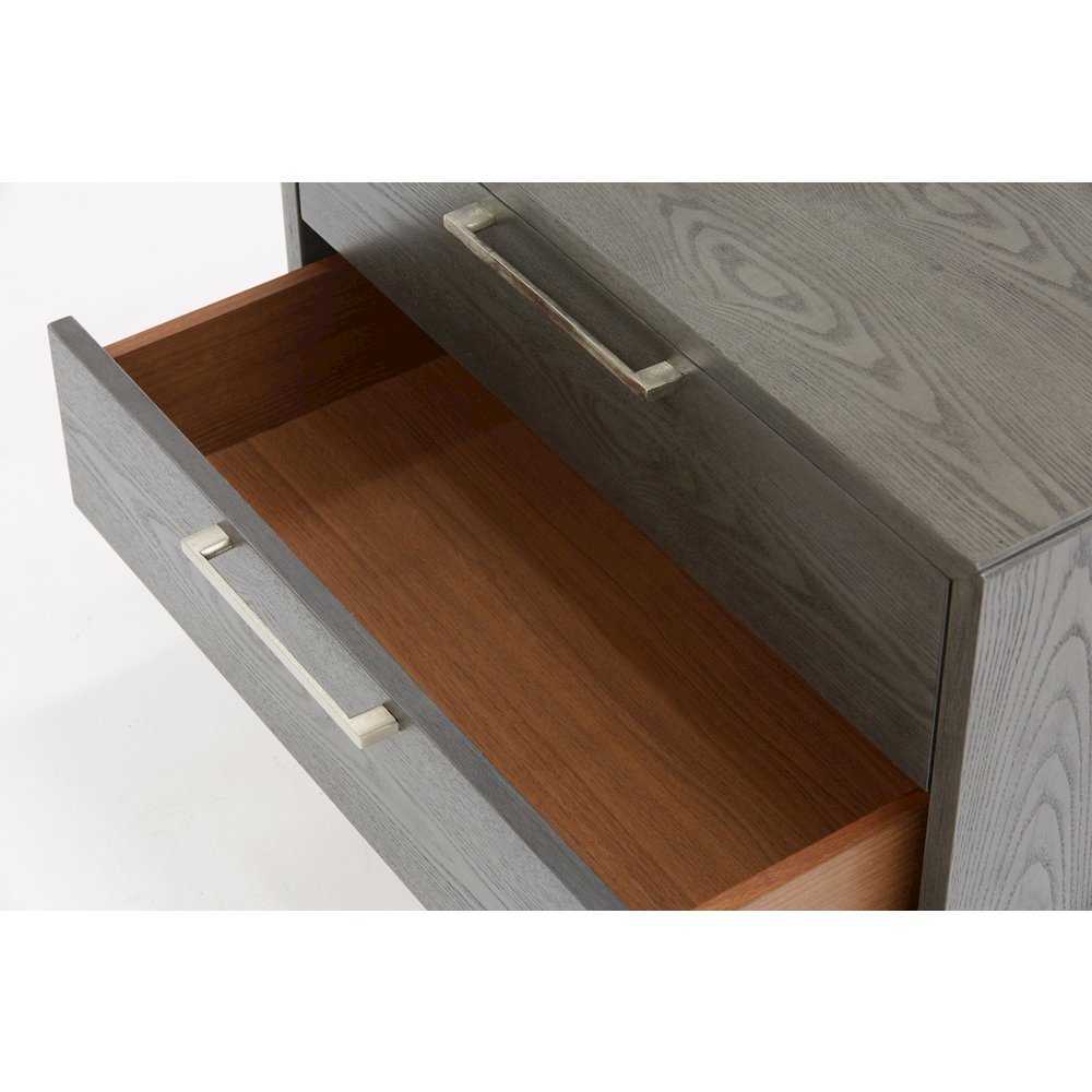 Gray Wash Modern Nightstand With 2 Drawers, Bedside Table With Storage Space