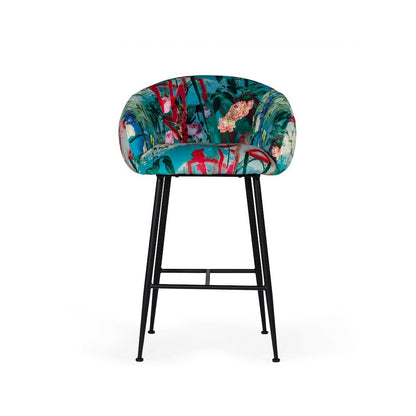 Colorful Counter Height Bar Stool, Unique Velvet Upholstered Modern Stool