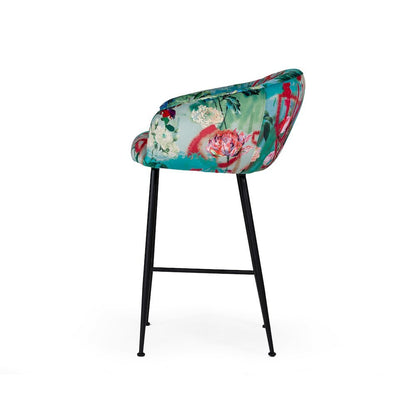 Colorful Counter Height Bar Stool, Unique Velvet Upholstered Modern Stool