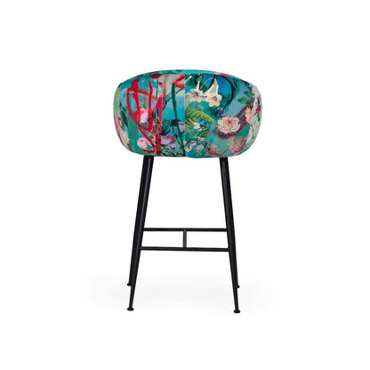 Colorful Counter Height Bar Stool, Unique Velvet Upholstered Modern Stool