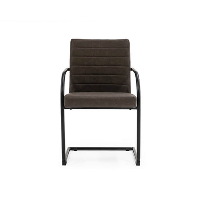 Brown Leatherette Dining Chairs Set Of 2, Modern Dining Chairs With Metal Legs