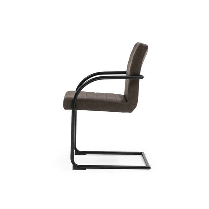 Brown Leatherette Dining Chairs Set Of 2, Modern Dining Chairs With Metal Legs