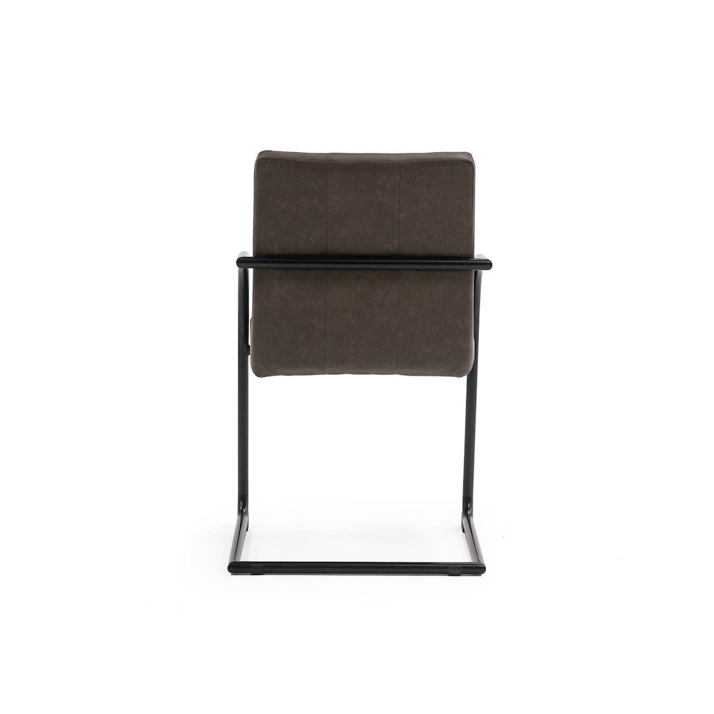 Brown Leatherette Dining Chairs Set Of 2, Modern Dining Chairs With Metal Legs