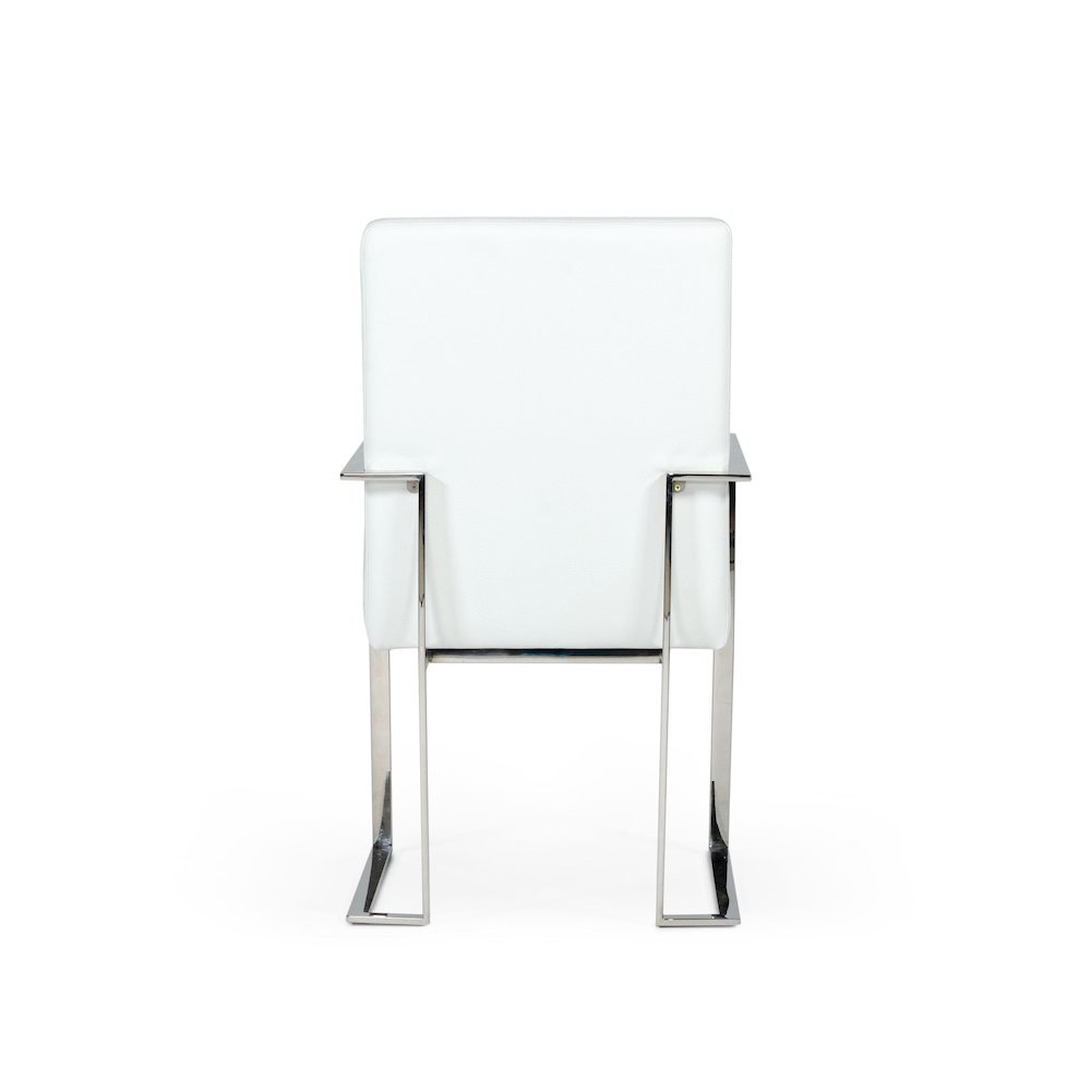 Luxury Dining Chair White Upholstered, Chair With Metal Legs and Leather Finish