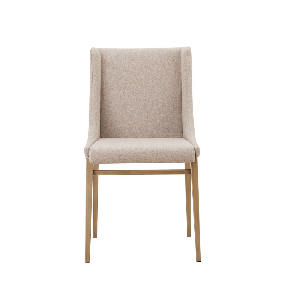 Beige Upholstered Dining Chairs Set Of 2, Modern Kitchen Chairs With Metal Legs