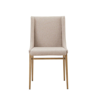Beige Upholstered Dining Chairs Set Of 2, Modern Kitchen Chairs With Metal Legs