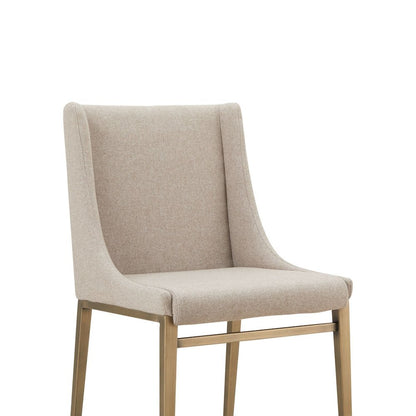Beige Upholstered Dining Chairs Set Of 2, Modern Kitchen Chairs With Metal Legs