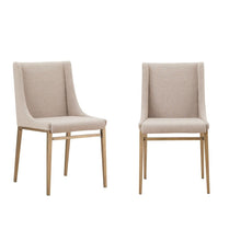 Beige Upholstered Dining Chairs Set Of 2, Modern Kitchen Chairs With Metal Legs