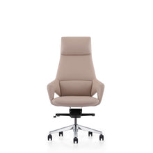 Beige Leather Desk Chair, Modern Office Chair With Wheels And Comfy Support