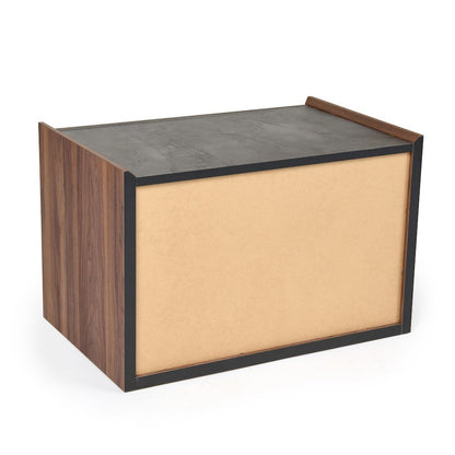 Gray Nightstand With 2 Drawers, Modern Walnut Veneer Bedroom Side Table