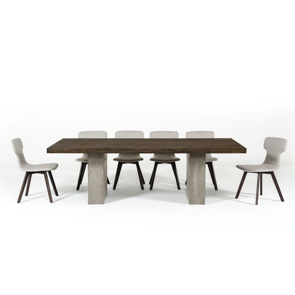 Concrete Dining Table With Oak Top, Modern Kitchen Table For 10 People
