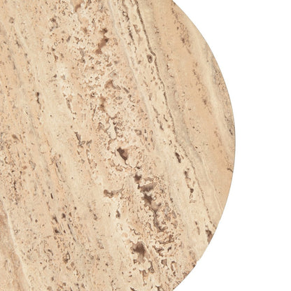 Round Faux Travertine Side Table, Gray Stone Finish Unique End Table