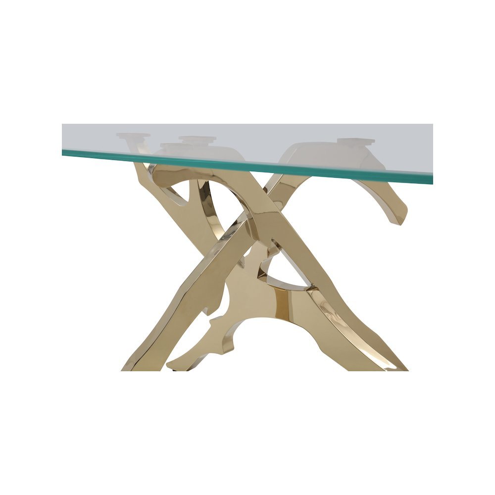 Glass Kitchen Table With Gold Base, Modern Dining Room Table For 6 People