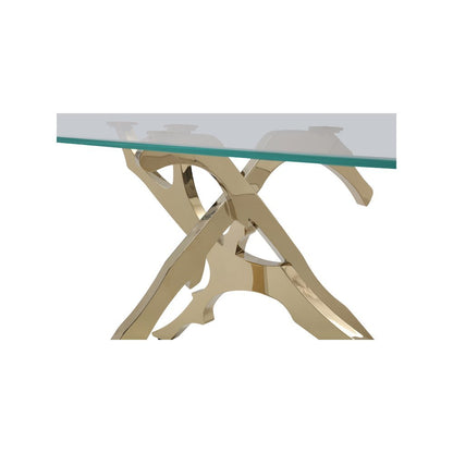 Glass Kitchen Table With Gold Base, Modern Dining Room Table For 6 People