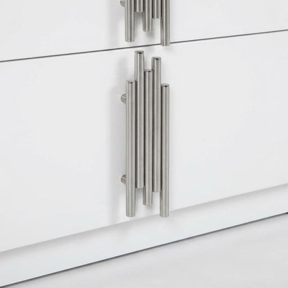 White and Stainless Steel Nightstand with Modern Design
