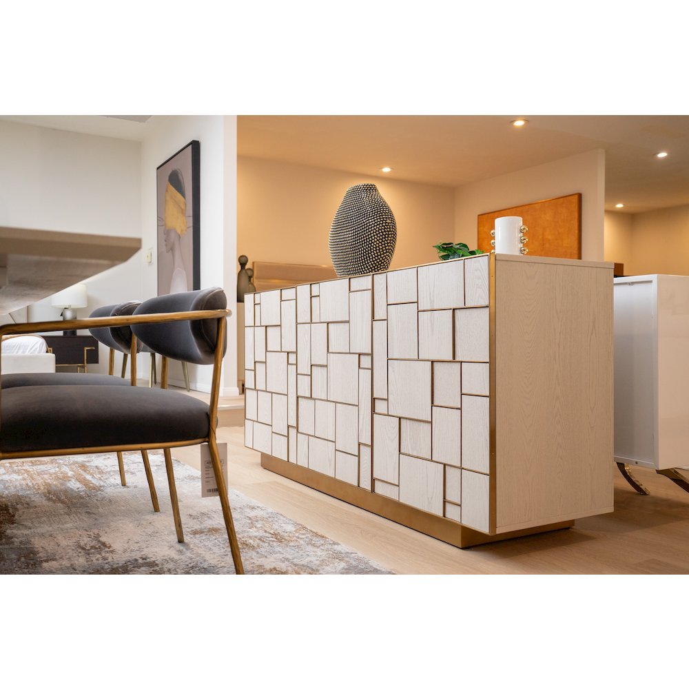 Modrest Auer - Mid-Century Modern Cream Ash + Gold Buffet