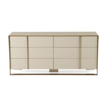 Nova Domus Cartier - Modern Beige Shagreen and Brushed Brass Dresser