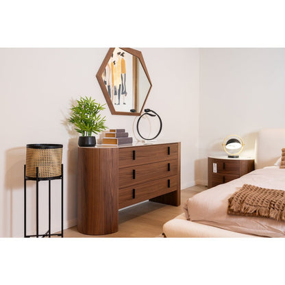 Modrest Chelton - Contemporary White Ceramic & Walnut Dresser