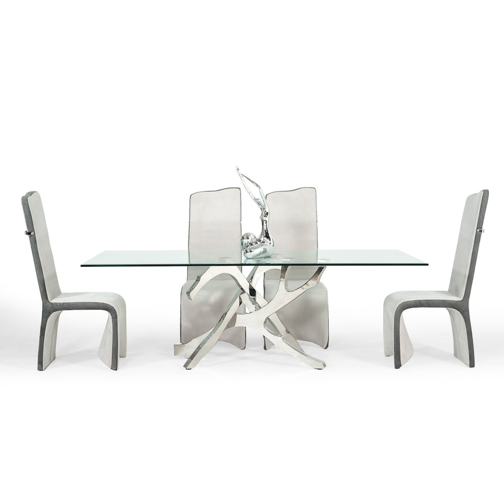 Modrest Legend Modern Glass & Stainless Steel Dining Table
