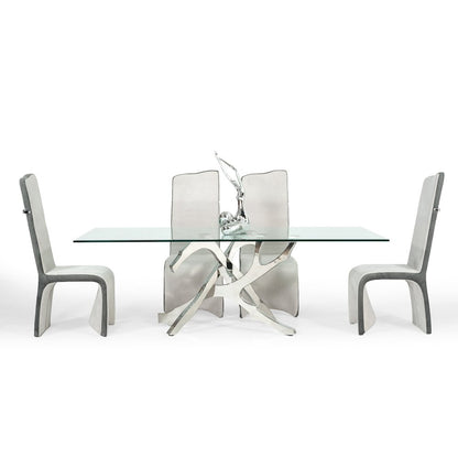 Modrest Legend Modern Glass & Stainless Steel Dining Table