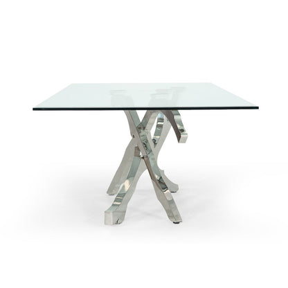 Modrest Legend Modern Glass & Stainless Steel Dining Table