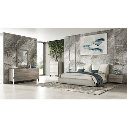 Modrest Patrick - Queen Modern Light Grey Leather Bed