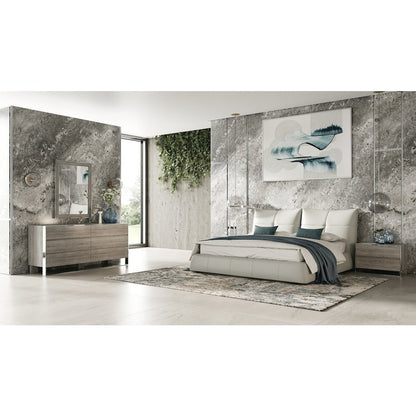 Modrest Patrick - Queen Modern Light Grey Leather Bed