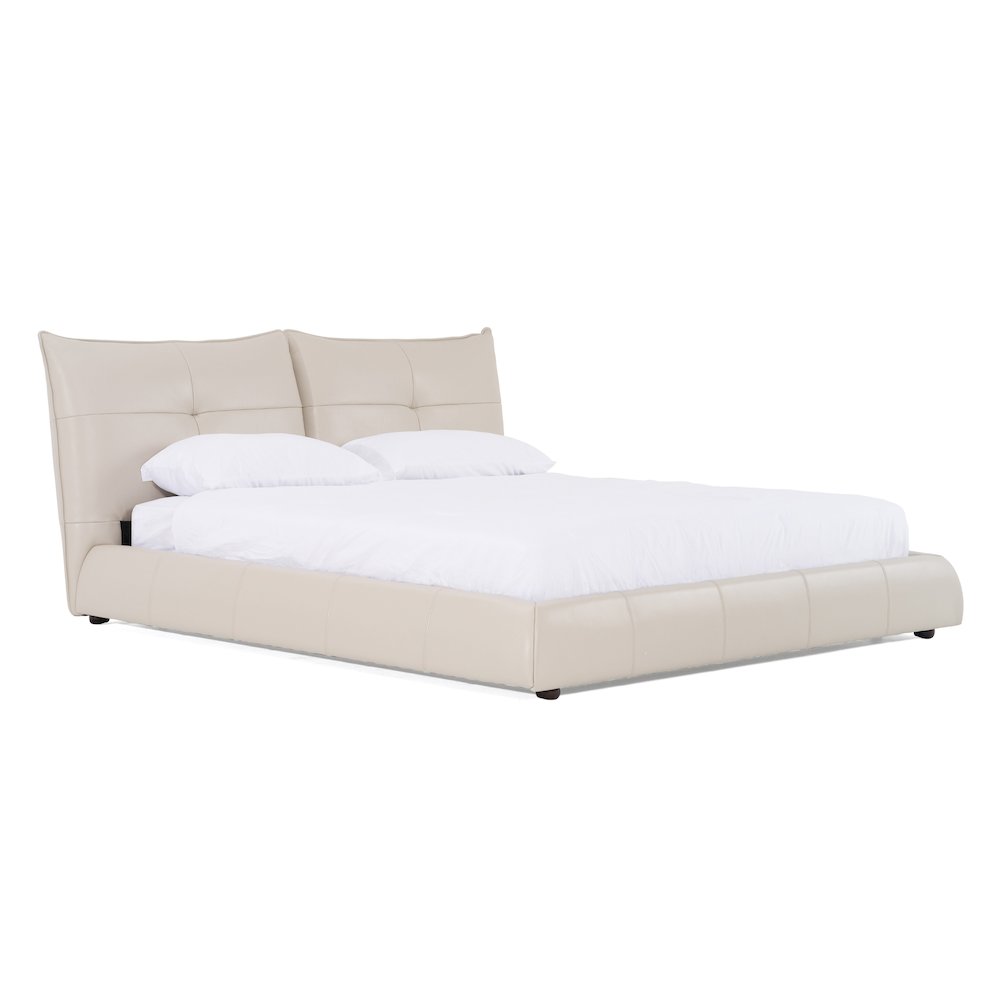 Modrest Patrick - Queen Modern Light Grey Leather Bed