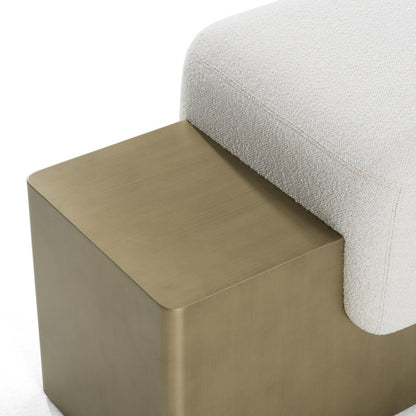 Modrest Triumph - Contemporary Off-White Fabric + Antique Brass Bench