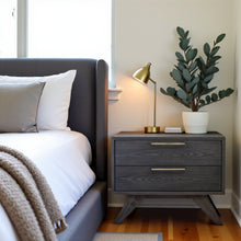 Gray Wash Modern Nightstand With 2 Drawers, Bedside Table With Storage Space
