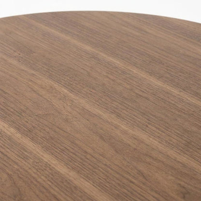 Walnut Veneer Round Dining Table with Panel Pedestal Base, Seats 5