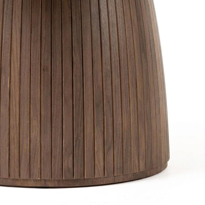Walnut Veneer Round Dining Table with Panel Pedestal Base, Seats 5