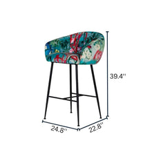 Colorful Counter Height Bar Stool, Unique Velvet Upholstered Modern Stool