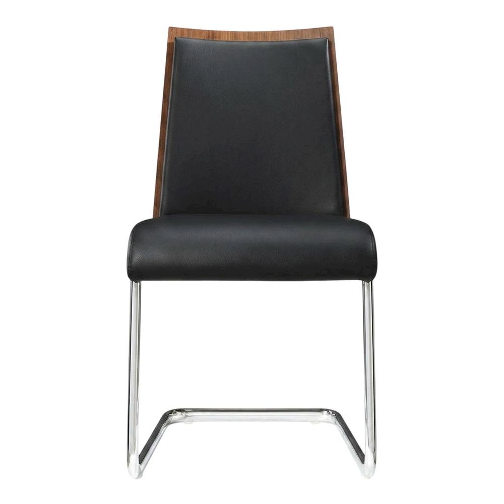 Modern Black and Walnut Dining Chairs with Cushioned Seating (Set of 2)