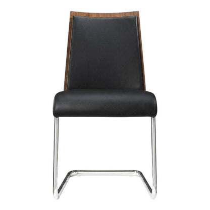 Modern Black and Walnut Dining Chairs with Cushioned Seating (Set of 2)