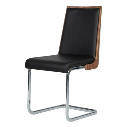 Modern Black and Walnut Dining Chairs with Cushioned Seating (Set of 2)