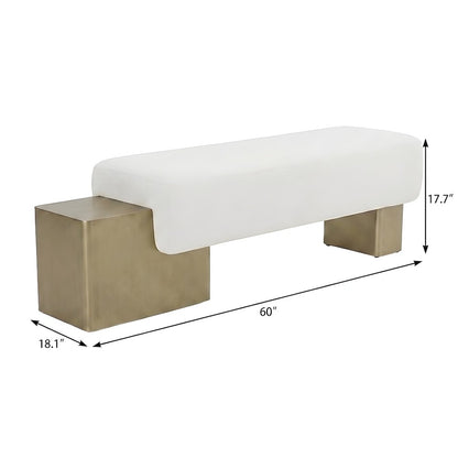 Fabric-Upholstered Entryway Bench with Antique Brass Legs for Entryway