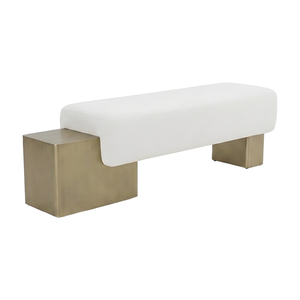 Fabric-Upholstered Entryway Bench with Antique Brass Legs for Entryway