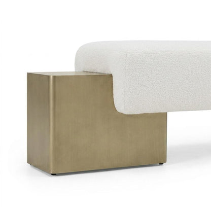 Fabric-Upholstered Entryway Bench with Antique Brass Legs for Entryway