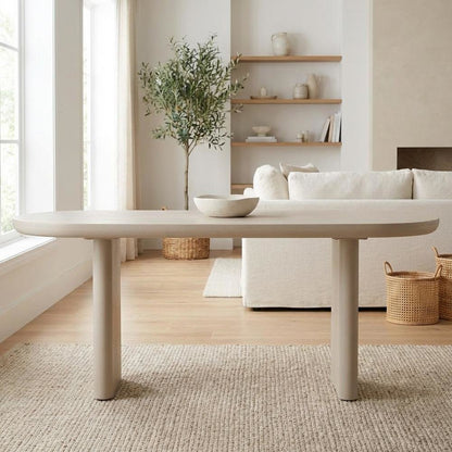 Gray Faux Cement Coffee Table with Manufactured Wood Top and Modern Design