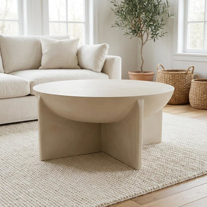 Concrete Round Coffee Table with Modern Design and Durable Solid Construction