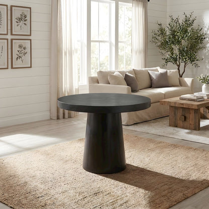 Concrete Round Dining Table with Pedestal Base for Dining Room