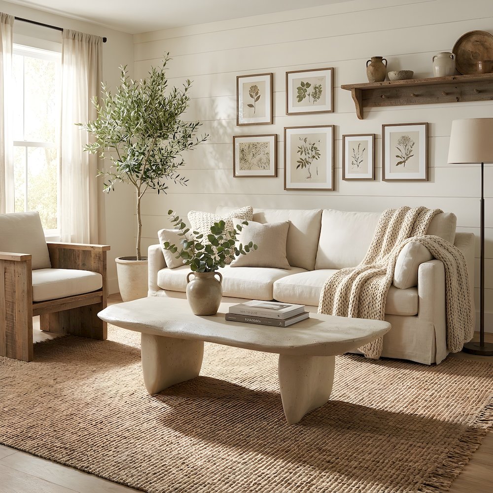 Fiberform Coffee Table with Free-Form Silhouette and Solid Base, Modern