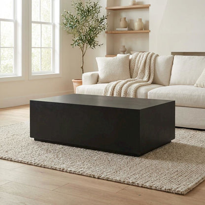 Concrete Coffee Table Black Modern Design Single Piece Durable Surface